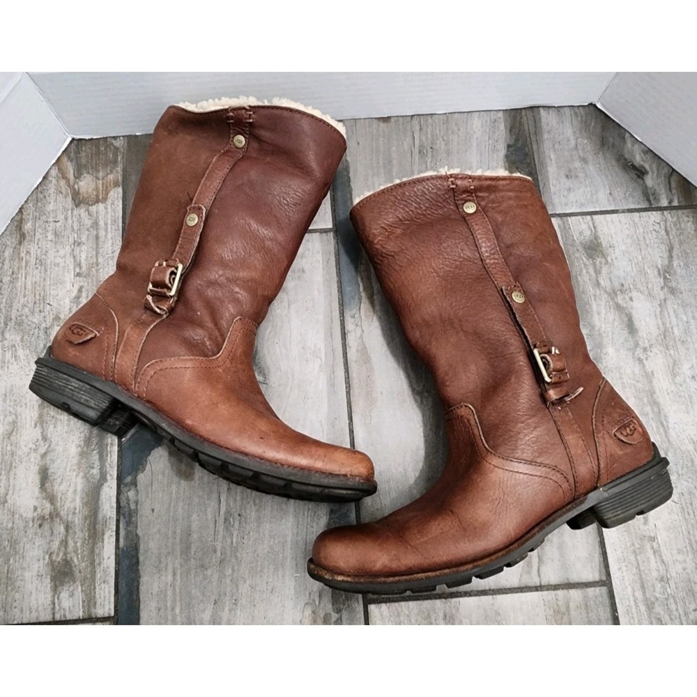 UGG Australia BELLVUE Dark Brown Waterproof Logo Boots 7 US